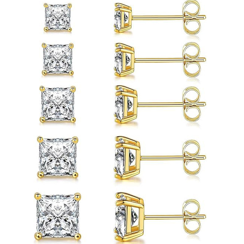European and American Popular Square Zircon Earrings 316 Stainless Steel Single Diamond Versatile Earrings Cross-Border Popular Earrings Jewelry European and American Popular Square Zircon Earrings 316 Stainless Steel Single Diamond Versatile Earrings Cross-Border Popular Earrings Jewelry