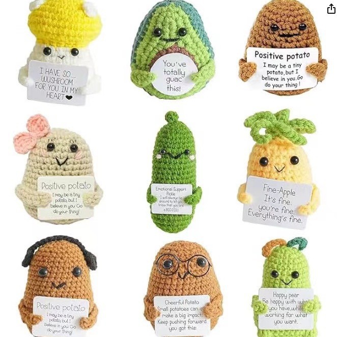 Amazon transfronterizo tejido a mano energía positiva Papa expresión bolsa emoción tarjeta vegetal muñeca coche decoración pequeña