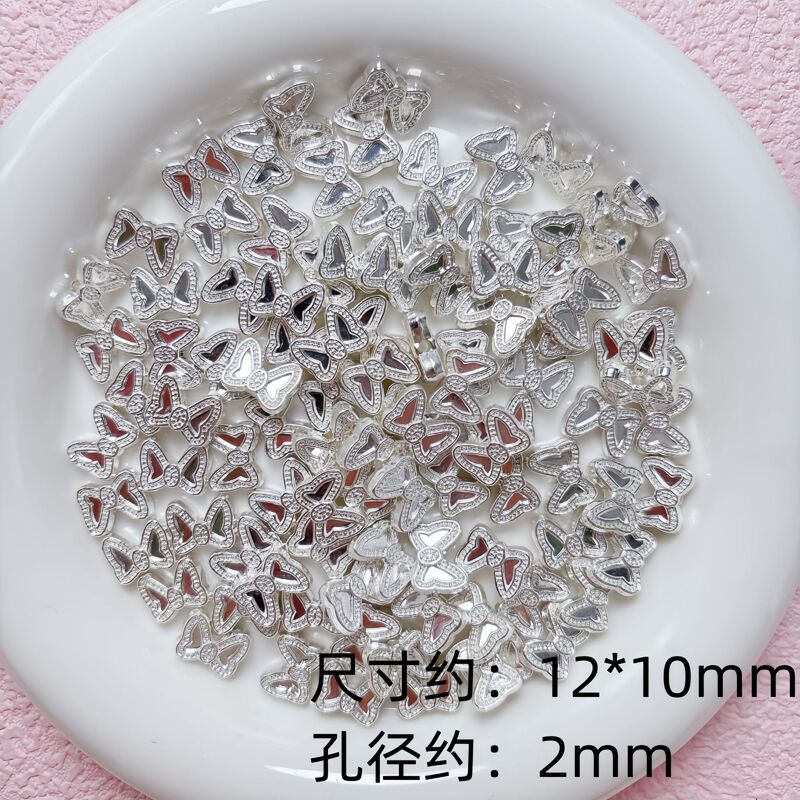 シルバー多用途ベーシック色保持合金ラブリボンスルーホールビーズ diy ブレスレットネックレスジュエリーアクセサリー|undefined