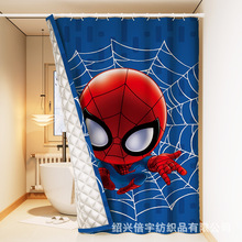 数码印花冬季夹棉保温浴帘免打孔杆子不透光厕所防霉挡帘