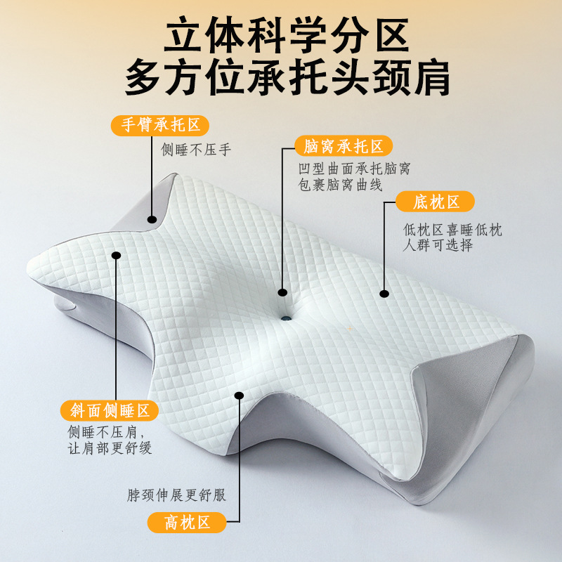 Almohada Cervical de Memoria Mariposa de Espuma Viscoelástica, Rebote Lento, para Dormitorio y Hotel
