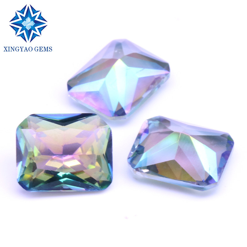 Wholesale custom gemstone electroplate Colorful 2-12mm zircon Glass electroplate Blue color Man-made gemstone