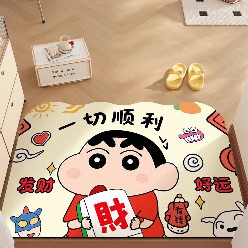 クレヨンしんちゃん ウェルカムフロアマット かわいい漫画 玄関ドアマット 浴室トイレドア 吸水性滑り止めマット|undefined