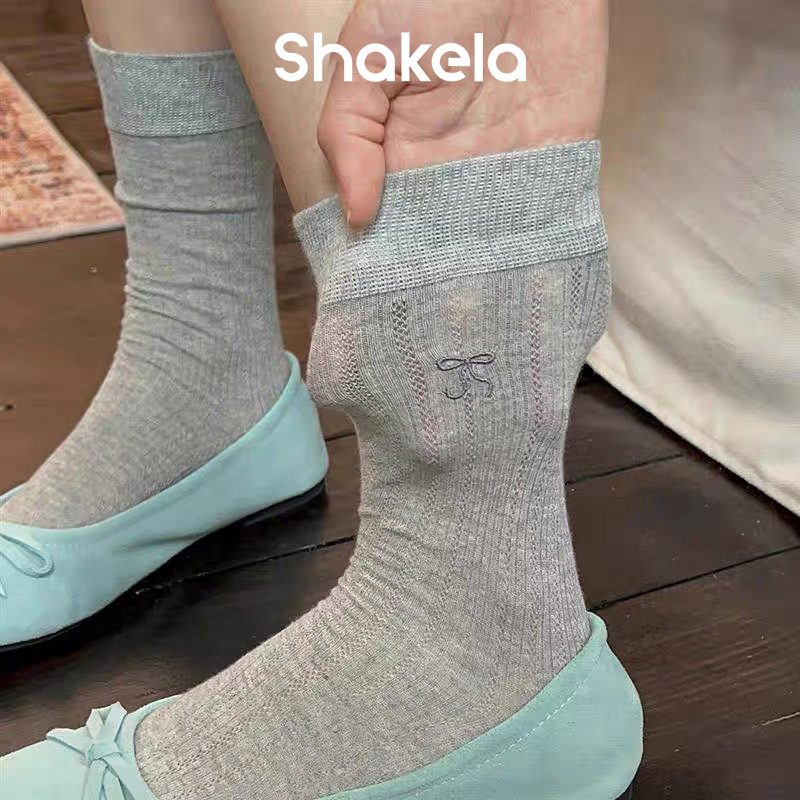 Ballet-Style Bow Socks for Women, Thin Spring/Summer Slouch Socks, Mid-Calf Socks, Korean-Style Trendy Socks, Versatile Vertical Stripe Design Ballet-Style Bow Socks for Women, Thin Spring/Summer Slouch Socks, Mid-Calf Socks, Korean-Style Trendy Socks, Versatile Vertical Stripe Design