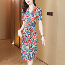 正品蚕桑丝连衣裙女夏2025新款高端海边度假风法式开叉气质一步裙