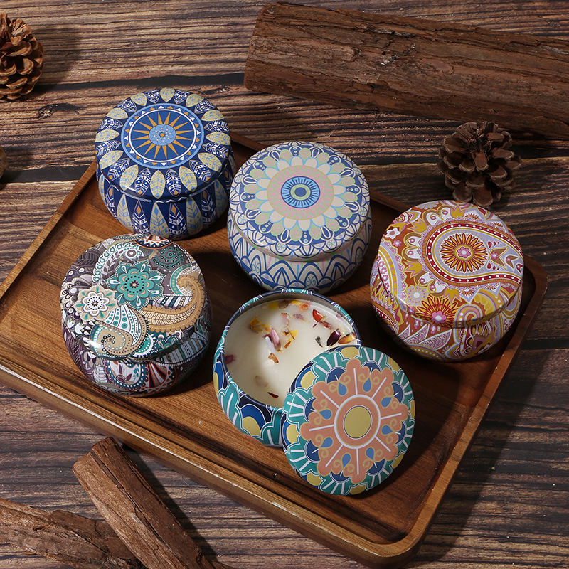 Cross-border smokeless scented candles, Southeast Asian tinplate cans, dried flowers, handmade soy wax, bedroom fragrance souvenirs