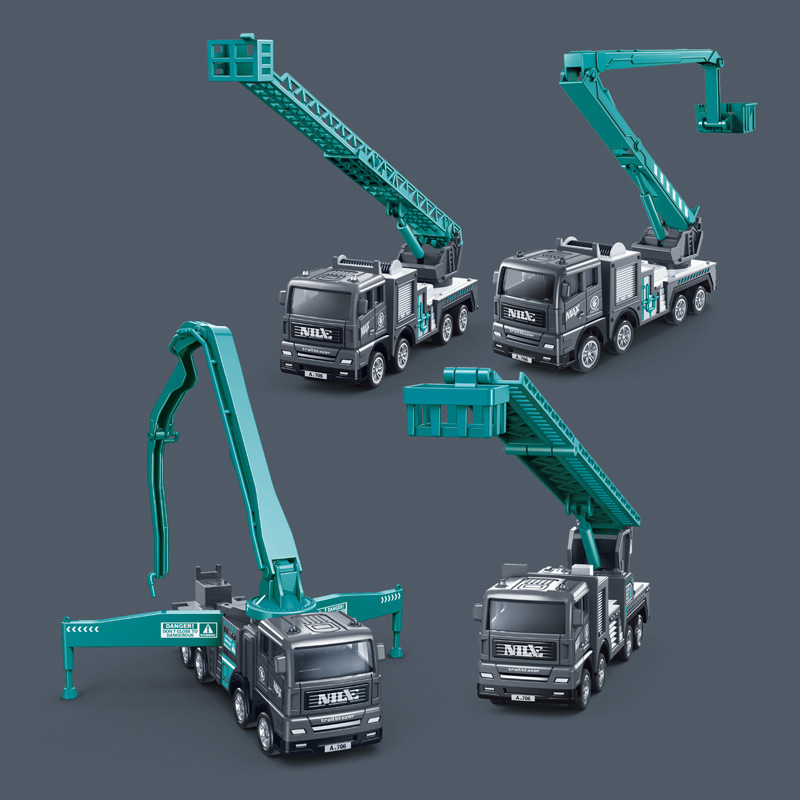 [Lote de caja sin venta al por menor] Simulación de vehículos de mantenimiento y rescate de la ciudad, vehículos de ingeniería, modelos de escaleras de escalada, juguetes para niños