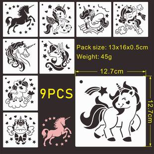 Cross-Border 9-Piece Unicorn Unicorn Horse Spray Painting Template 4-Piece Set Unicorn Wall Wood Board Spray Painting Template