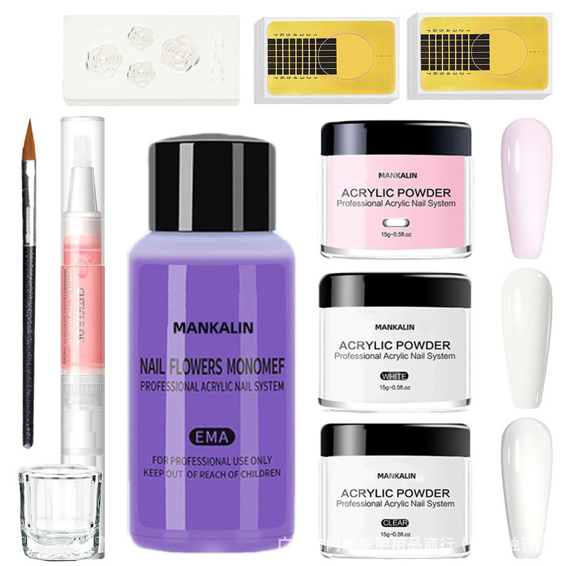 Crystal Powder Acrylic Nail Set Acrylic Nail Extension Nail Art Starter Kit Carved Powder