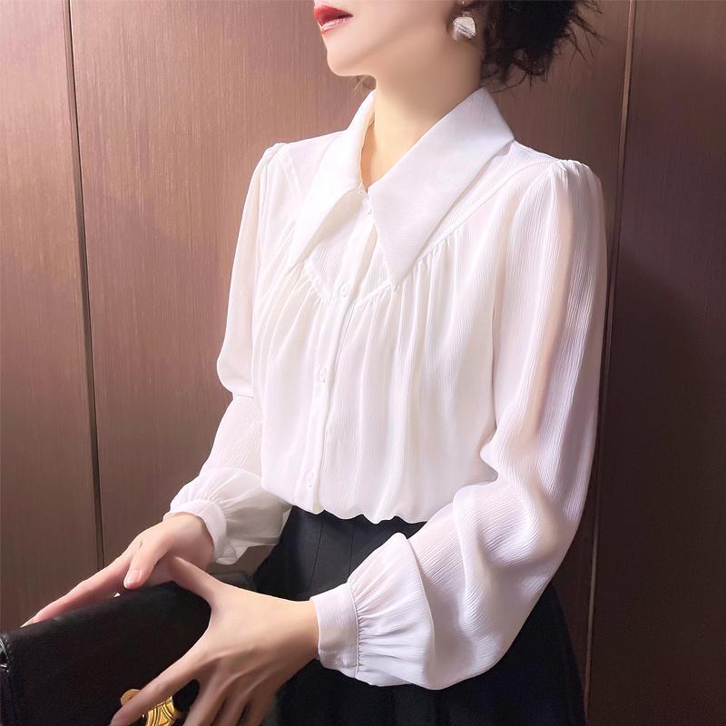 White shirt women's 2024 early spring new style gentle inner style…