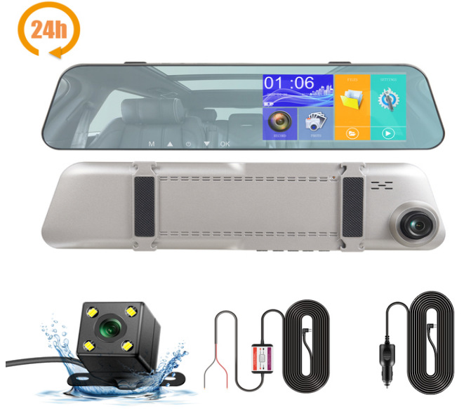 5-inch touch starlight night vision depressor line (parking monitoring) (double recording) gray back