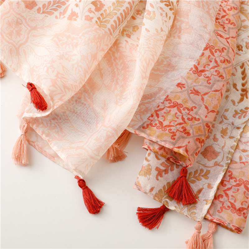 Fashion Scarf Orange Wheat Ear Tassel Travel Beach Towel Shawl display picture 4