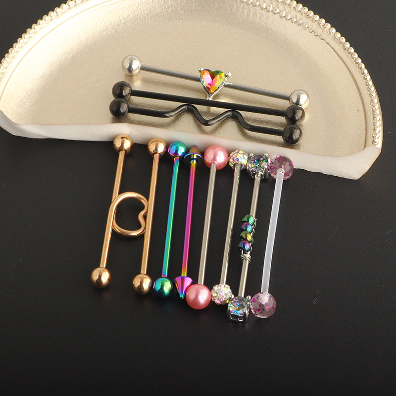 Industrial Barbell Earring Set - 11Pcs Stainless Steel Double Ear Hole Bridge Earrings detail image 7