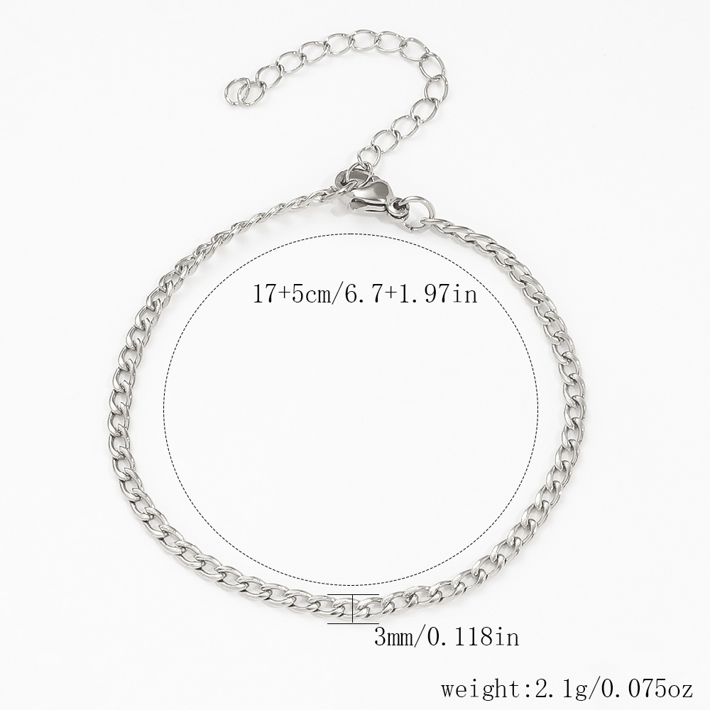 스틸 컬러 [3.0 쿠바 체인] 17+5cm