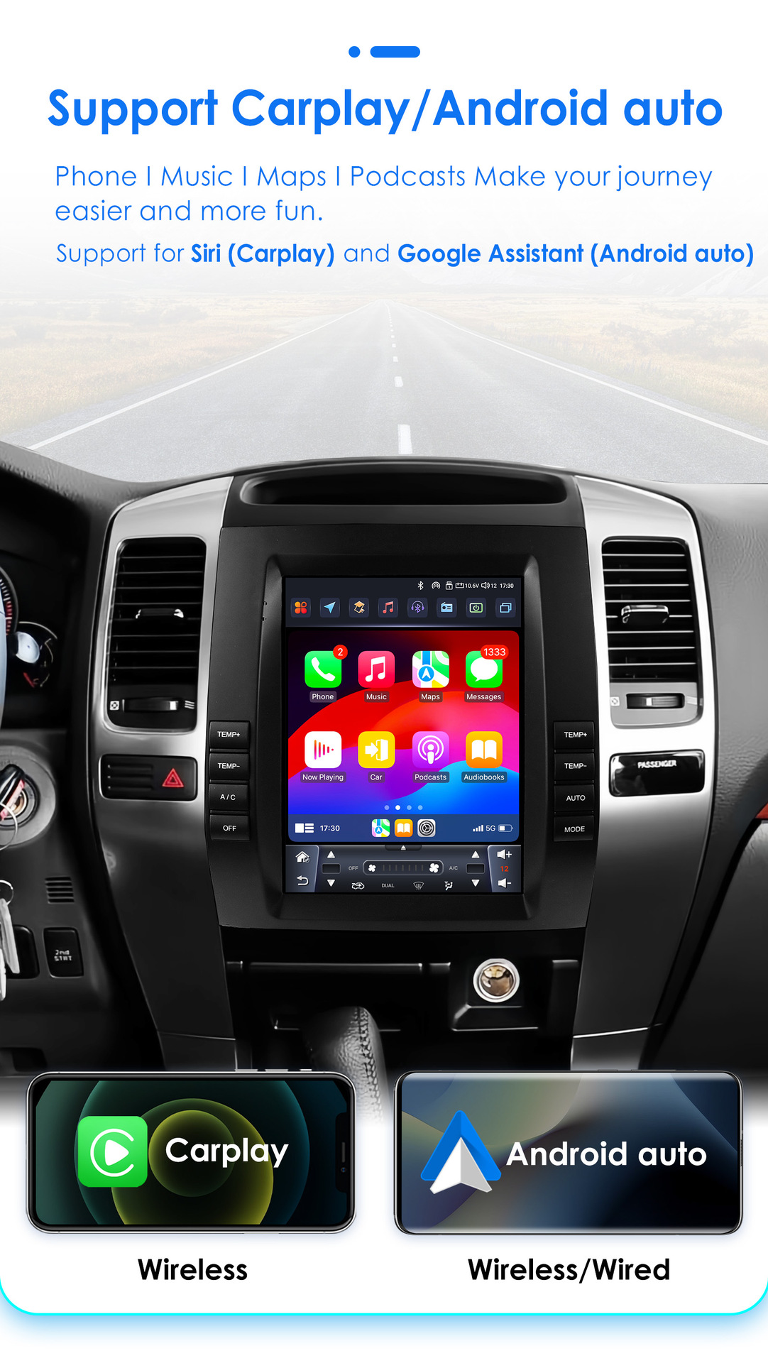 Suitable for 02-09 Toyota Prado/ Lexus Gx470 Vertical Screen Android Smart Car Navigation Gps