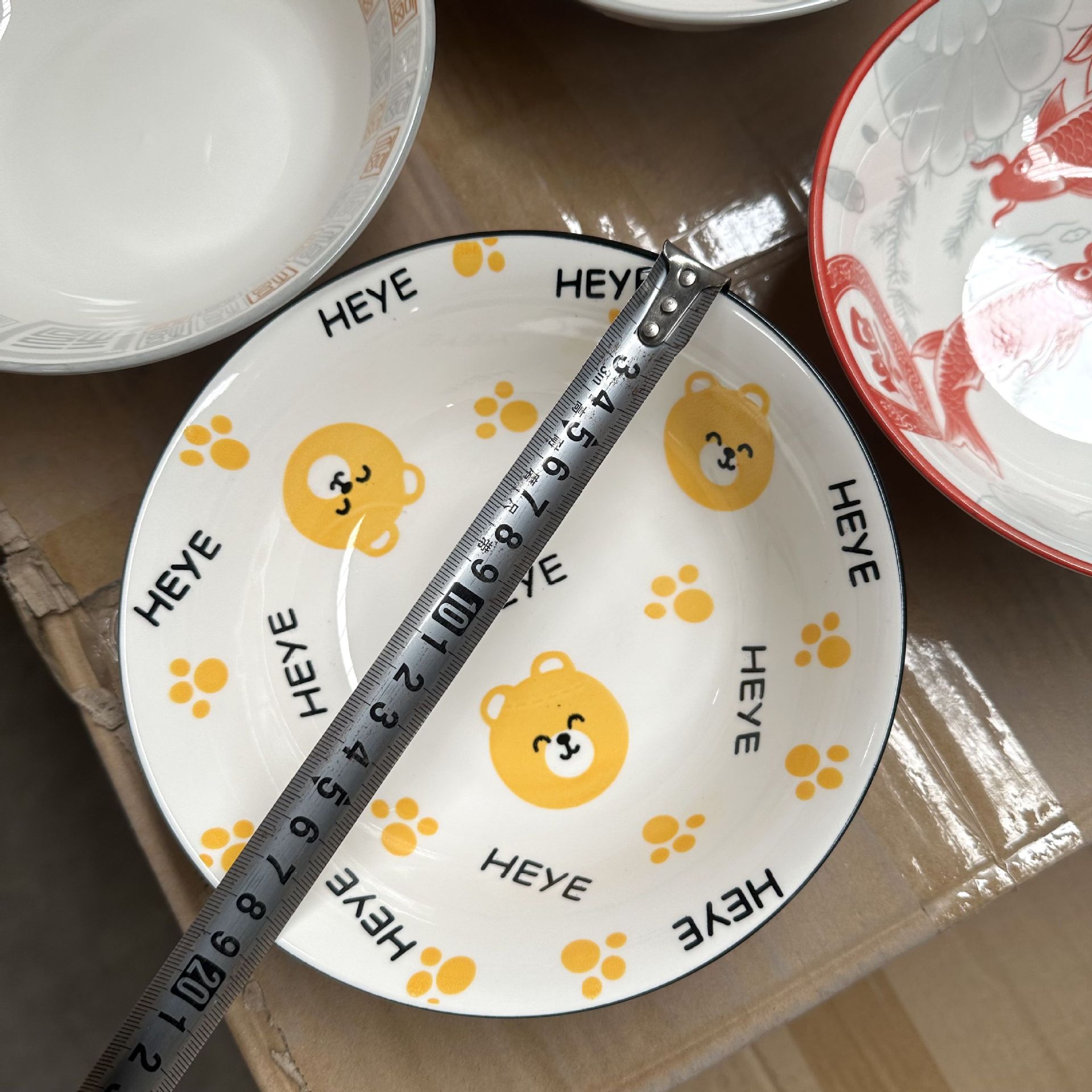 Cerámica de Shanxi de 7 pulgadas tazón de aire gran tazón esmaltado flores impresas regalo tazón de fideos cerámica dos yuanes puestos