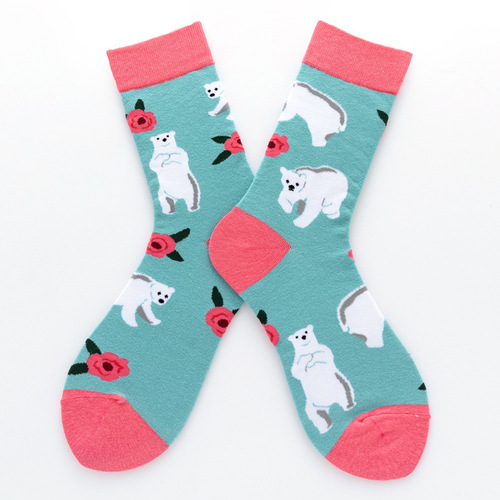 Creative Cute Animal Mid-Calf Socks for Women, Casual Streetwear Brand Socks, European and American Cross-Border Trend Socks, Four-Season Wholesale