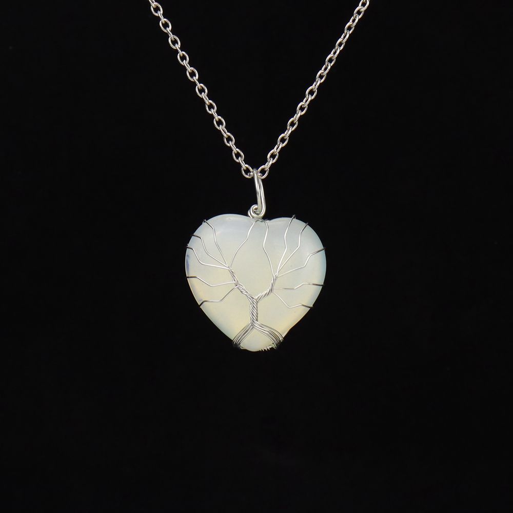 Retro Heart Shape natural stone Copper Plating Pendant Necklace 1 Piece