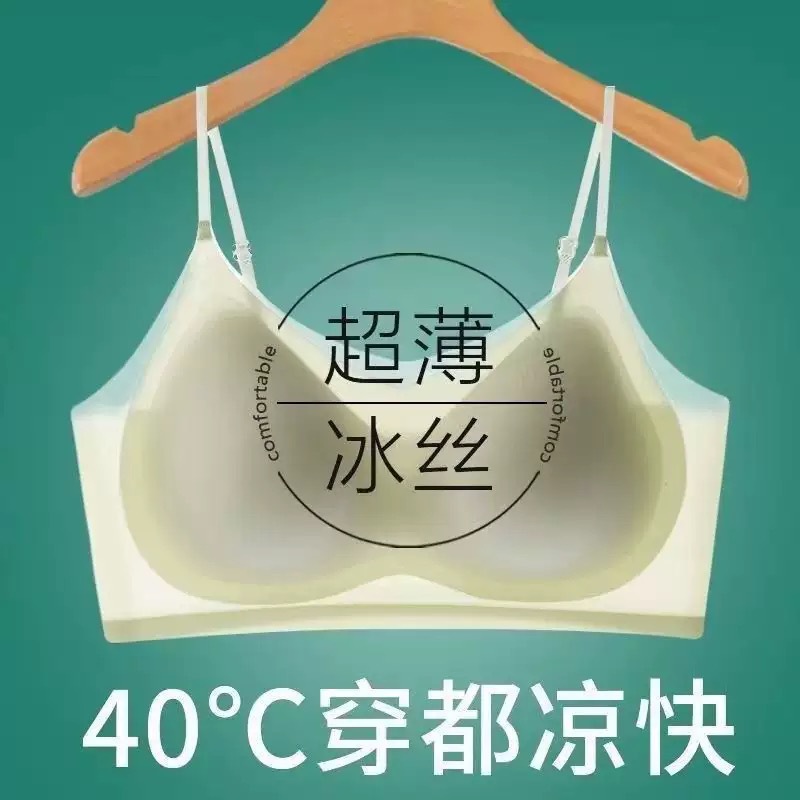 Ropa interior sin costuras de seda de hielo ultrafina de verano para mujer sin anillo de acero, pecho envuelto transpirable, hermosa espalda, sujetador anti-flacidez para mujer image 3