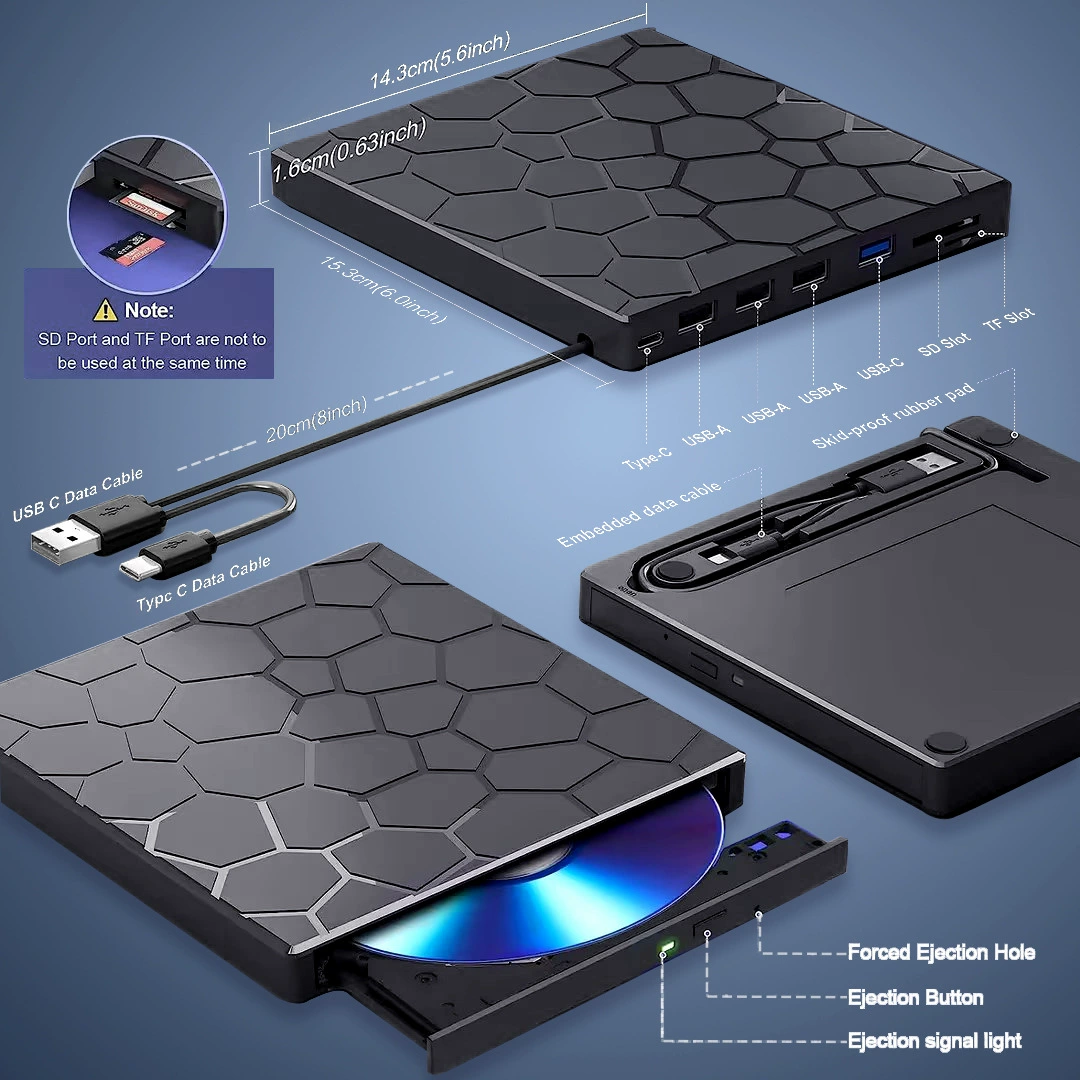 New product multi -function extension external optical drive DVD burning machine seven -in -one USB/Type interface can external U disk