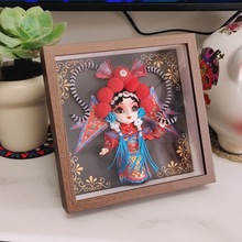 中国风装饰画国潮礼物京剧戏曲立体相框画非遗绢人摆件壁画手作