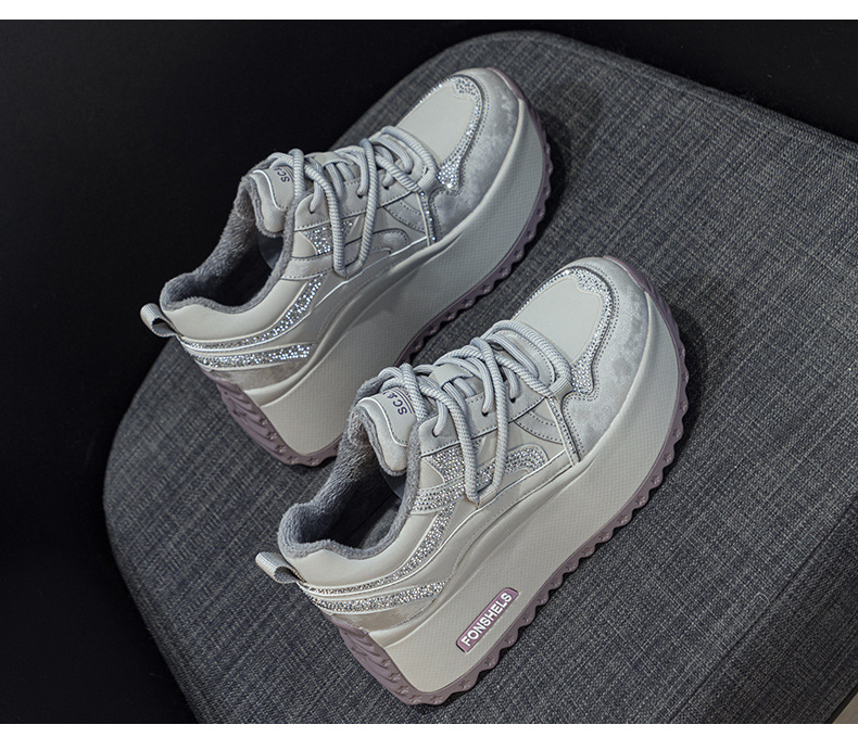 Giày sneaker nữ đế dày chunky phong cách cổ điển phối màu thời trang — M2992-1 plus nhung màu sâm panh, M2992 lót đơn màu sâm panh, M2992 lót đơn màu tím, M2992-1 plus nhung tím chi tiết 28