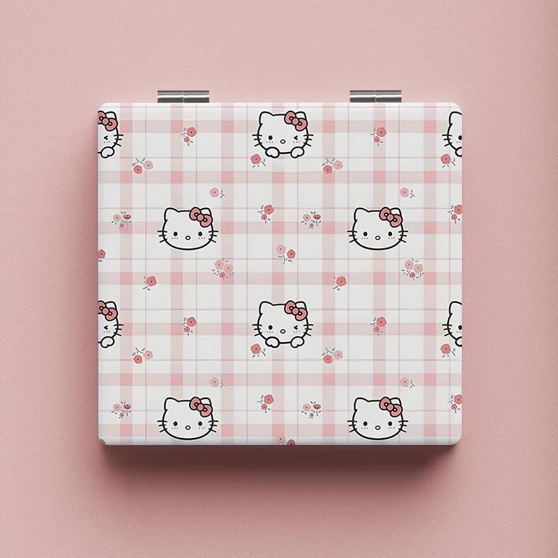 子猫、大きな頭の猫、小さな鏡、ポータブル折りたたみミラー、かわいいポータブル化粧鏡、化粧鏡、手持ちミラー|undefined