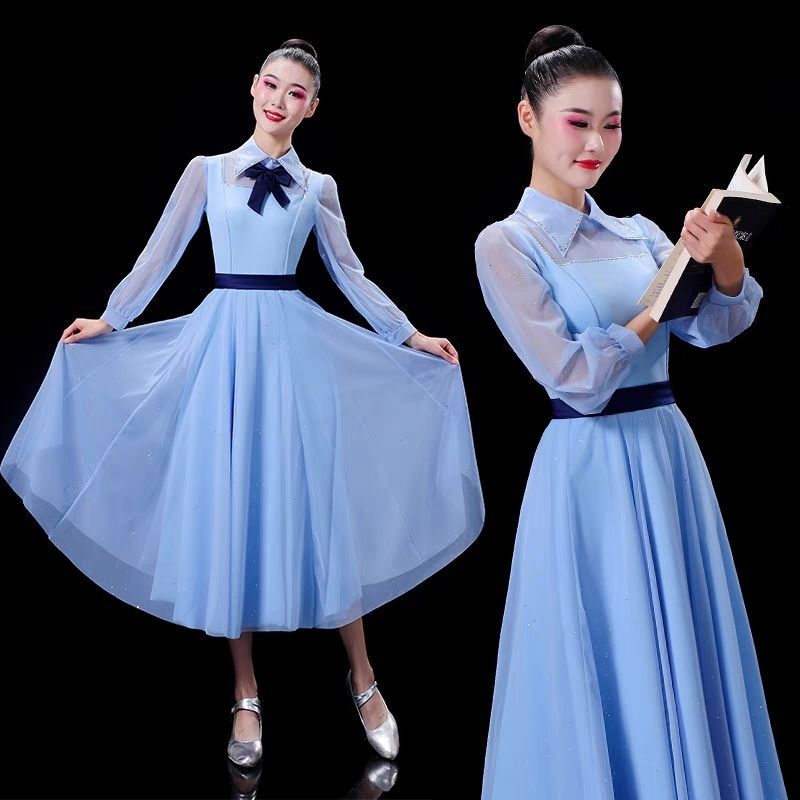 New Year's Day High School Student Choir Poetry Recitation Speech Contest Clothing Youth Performance Clothing Women's Dress Long Skirt