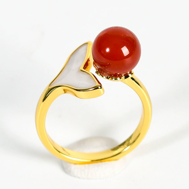 Natural water, crystal, natural ore, round beads, ring with stone jade handmade, accessory, wholesale