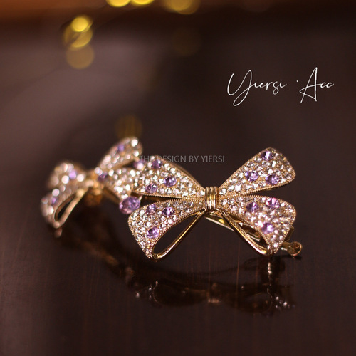 High-end bow hair clip, elegant spring clip for the back of the head, half-up hairstyle hairpin, updo hair accessory, headwear.
