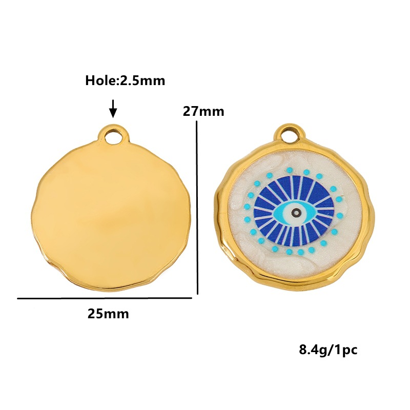 Devil's Eye, Heart Shape Pattern All Seasons Season Polished Finish 3 PCS/Package 18*20.5mm 304 Stainless Steel Devil's Eye Heart Shape Polished Pendant DIY Ornament Accessories
