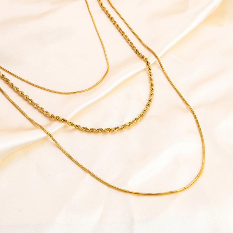 Wholesale Jewelry Retro Solid Color Titanium Steel Plating Three Layer Necklace display picture 2
