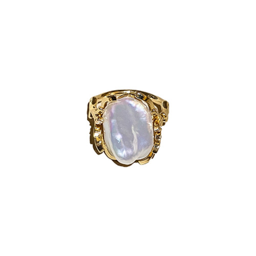 Baroque Irregular Freshwater Pearl Open Ring French Retro High-Quality Index Finger Ring Light Luxury Ring Bracelet