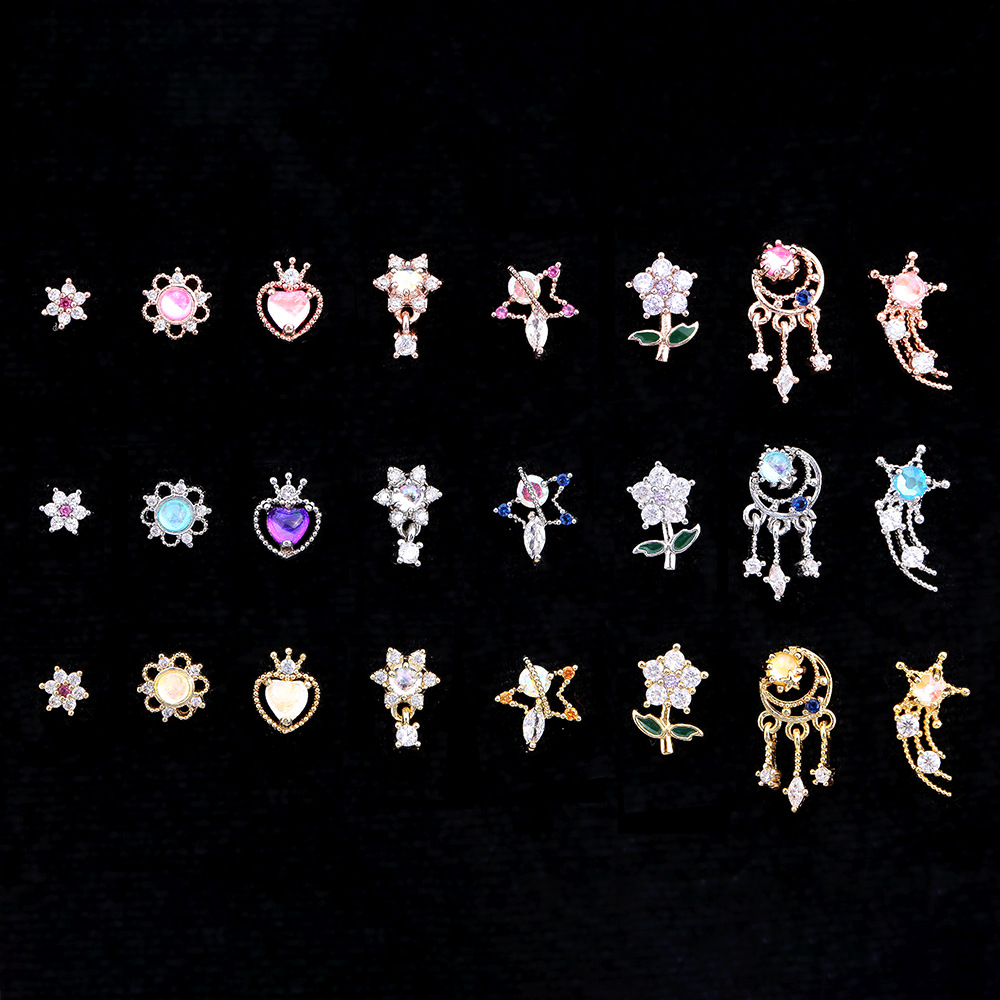 Mode Star Forme De Cœur Acier Inoxydable Le Cuivre Placage Incruster Zircon Boucles D'oreilles 1 Pièce display picture 1