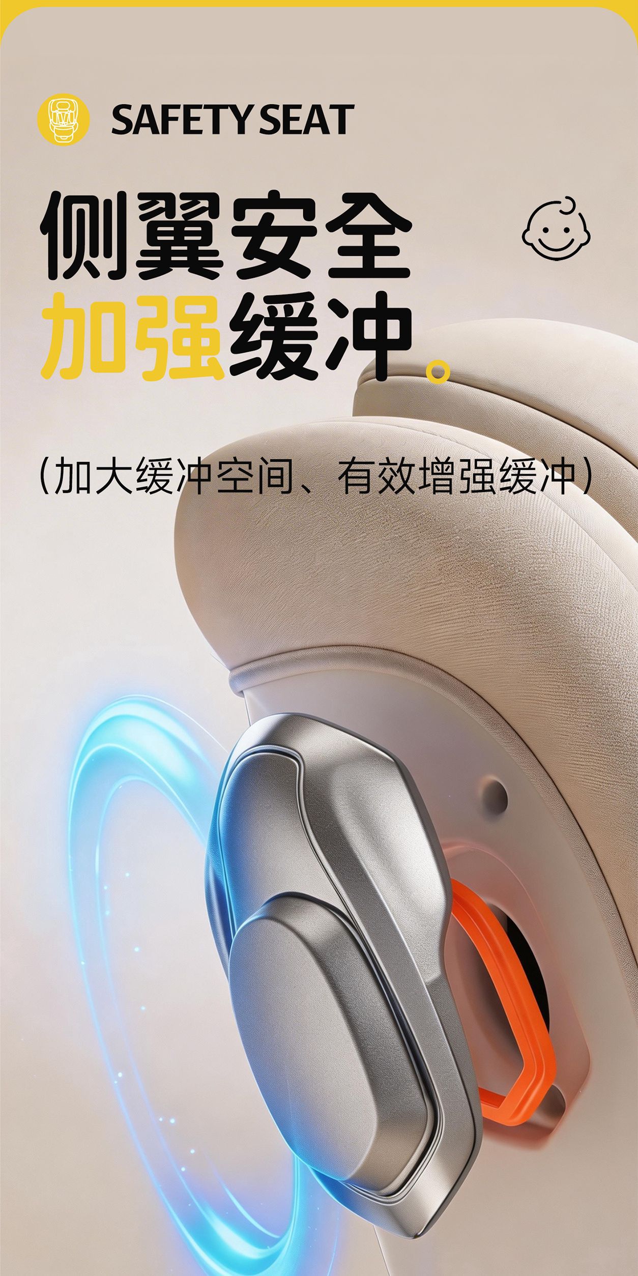 Animame Kids Safety Seat Ventilated and Heated Baby Safety Seat 360 Rotation 4-12 Years Old Safety Seat 416
