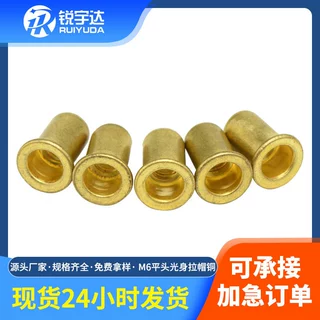 定制新能源平头拉铆螺母 金色镀铜竖纹铆螺母 彩锌滚花拉铆螺母