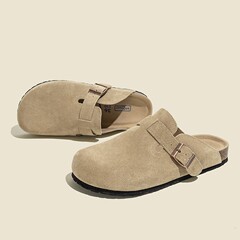 【在庫あり購入価格65】ソース卸売本革ビルケンシュトックシューズレディースアウター釣りコルクビルケンシュトック包頭ハーフスリッパ