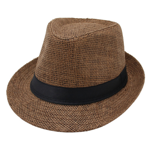 Amazon Gentleman Straw Hat Hawaiian Cool Hat Short Brim Summer and Spring Sun Hat Overseas Churchill Style Hat for Men and Women