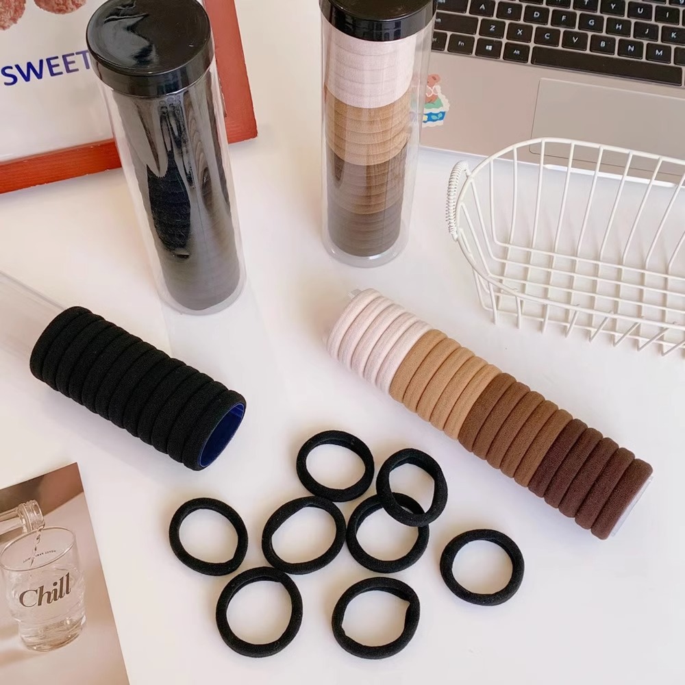 Gomas de mujer gruesas, alta elasticidad, duraderas, cuerdas negras para adulto, cubierta de cuero, tocado