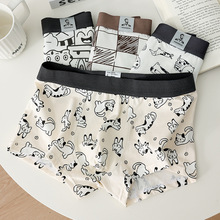 男生平角裤纯棉裤衩男士内裤卡通印花可爱学生男式四角裤青年短裤