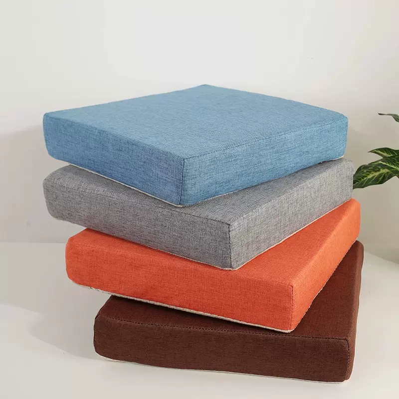 亚麻坐垫高密度海绵实木沙发座垫飘窗垫加厚高回弹办公椅椅子垫子