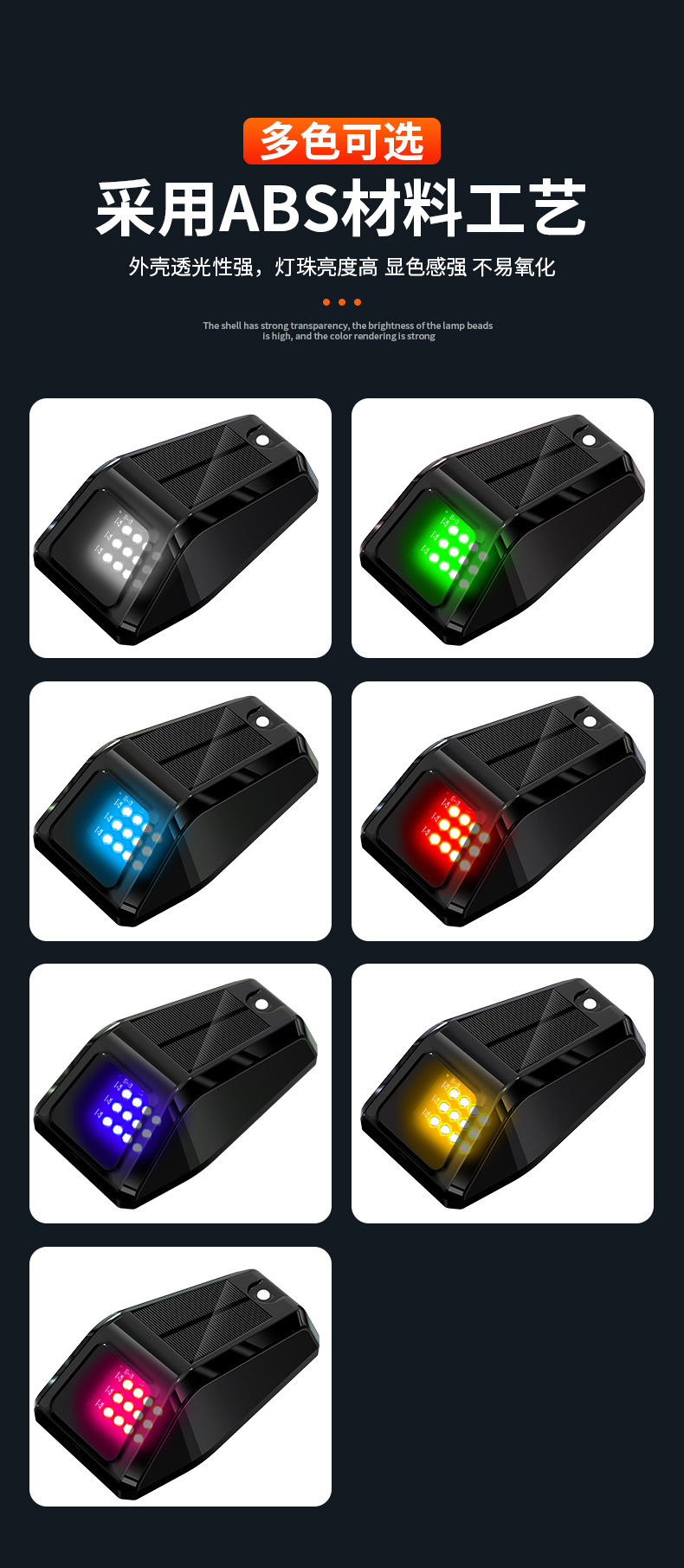 Cross-Border Hot-Selling Solar Warning Light for Trucks, Pickup Trucks, Car Roof Modification Led Light, Remote Control Car Mouse Light