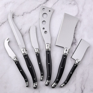 Double steel head color wood handle cheese knife stainless steel split cheese scraper butter knife cake baking tool