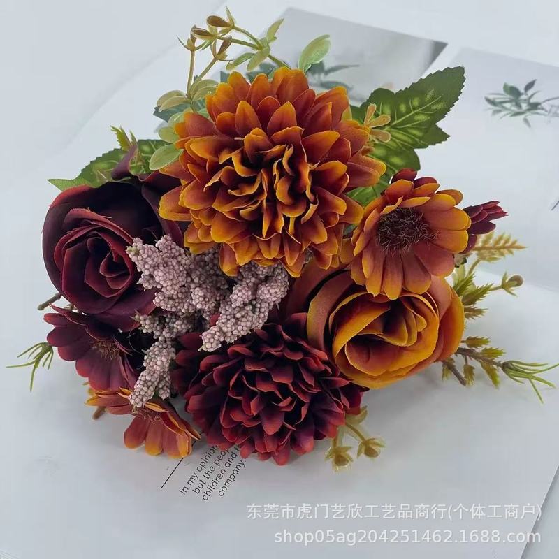 原版菲丽玫瑰 7头波斯玫瑰 仿真花 家居装饰摆件 摄影道具手工diy|undefined