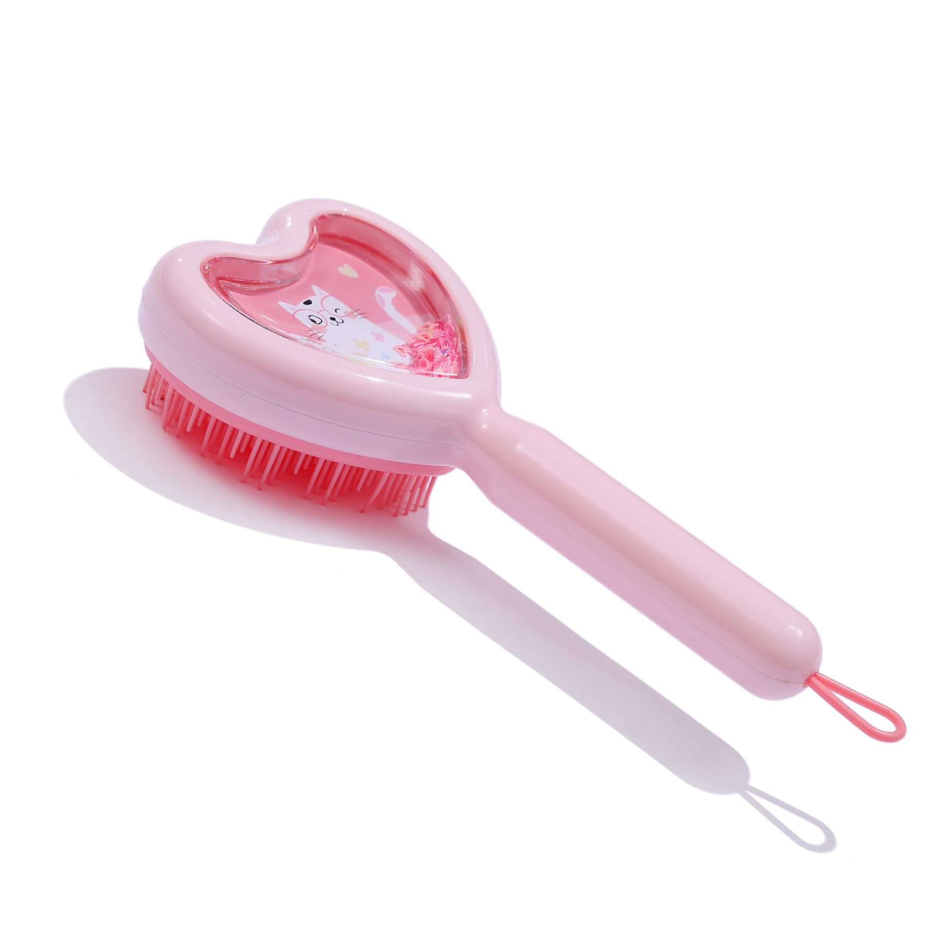 Venta al por mayor transfronteriza en stock nuevo creativo en forma de corazón transparente peine amor brillo lentejuelas dientes largos y cortos portátil viaje peine