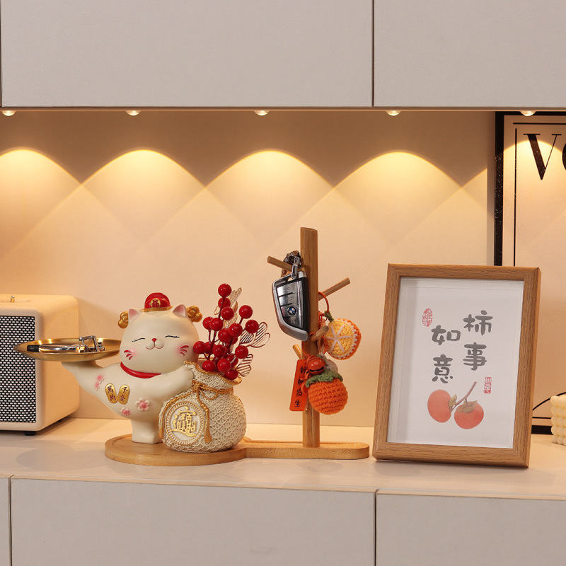 玄関の招き猫の装飾品、新築祝い、新年の贈り物、リビングルームの玄関ホール、家の鍵の収納、靴箱の装飾|undefined