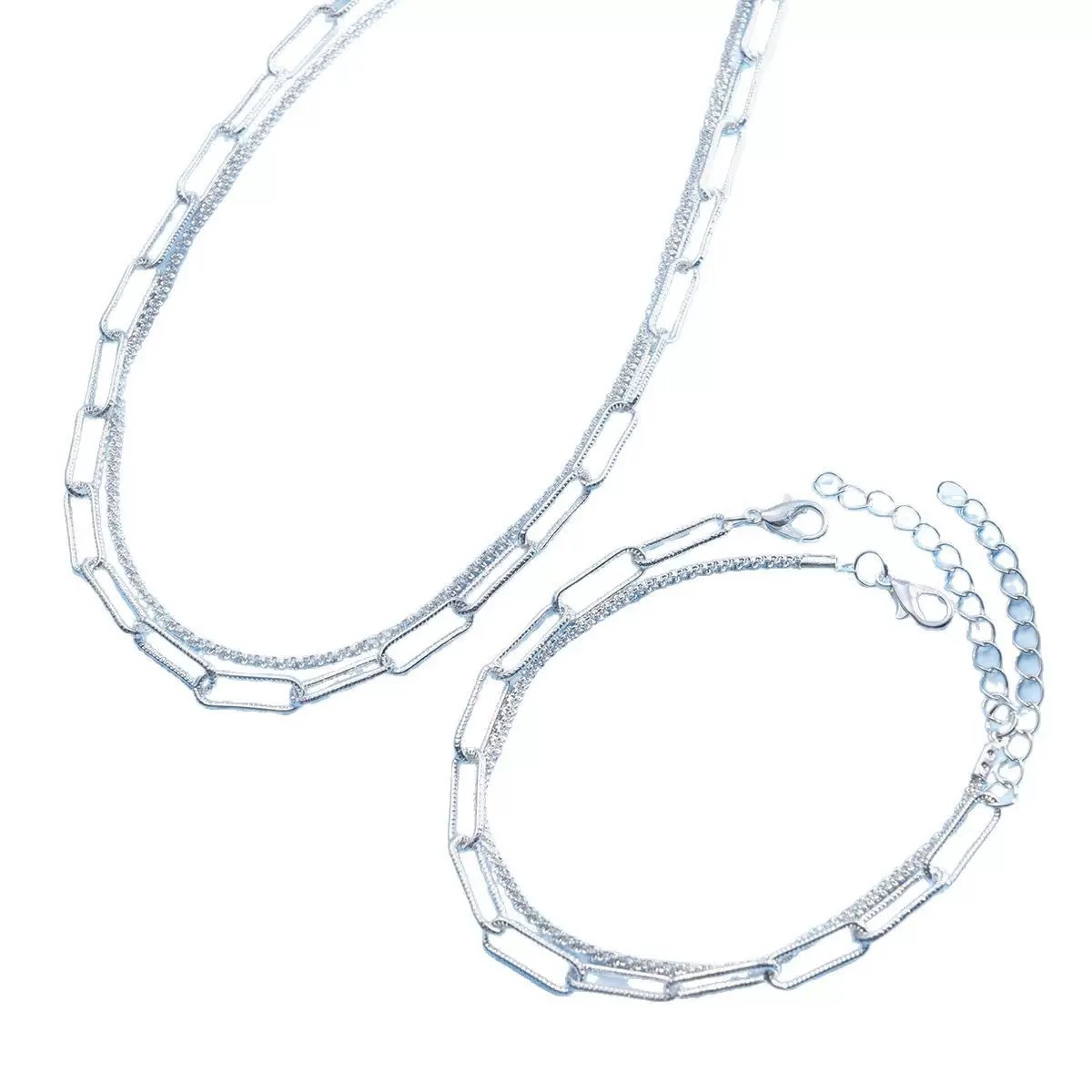 Nuevo estilo transfronterizo brillante, cadena geométrica de lujo ligera, collar, pulsera, estilo frío, estilo de todo fósforo de alta gama image 5