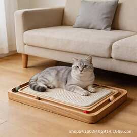 木质猫抓板剑麻垫带球轨道猫咪抓挠玩具互动休闲宠物用品