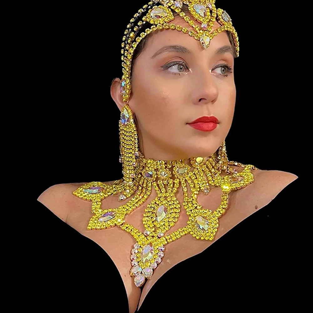 Aliexpress exagerado conjunto de joyería de goteo de agua de Europa y América pendientes de collar accesorios de cadena de clavícula Set de joyería