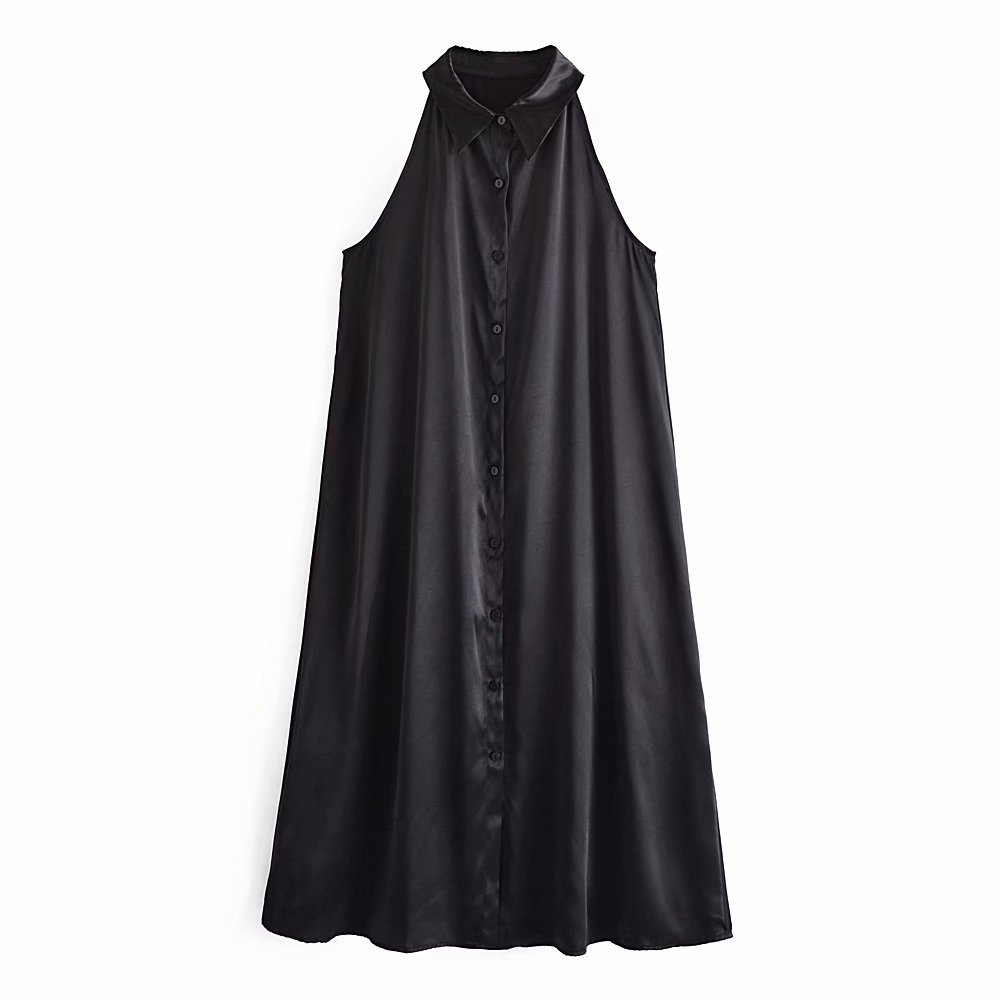 sexy silk satin texture shirt dress Nihaostyles wholesale clothing vendor NSAM75861